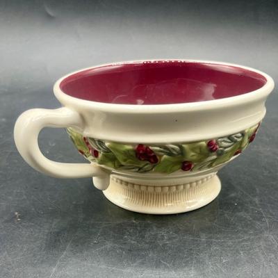 Grasslands Road 3 in 1 Porcelain Holiday Teapot Set, Off White with Holly