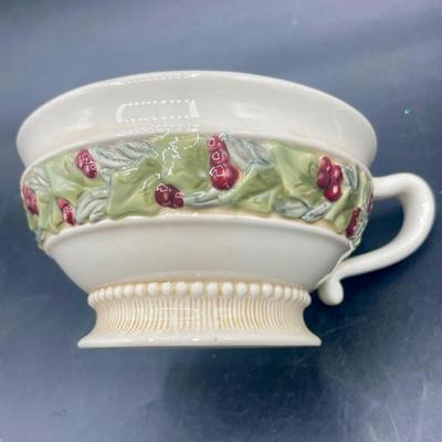 Grasslands Road 3 in 1 Porcelain Holiday Teapot Set, Off White with Holly