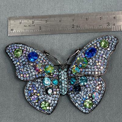 Huge Carolee Rhinestone Butterfly Pin