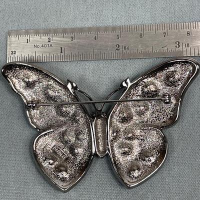 Huge Carolee Rhinestone Butterfly Pin