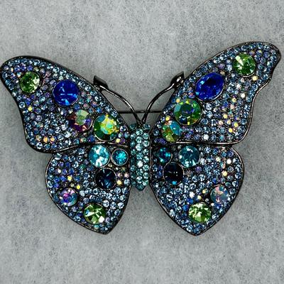 Huge Carolee Rhinestone Butterfly Pin