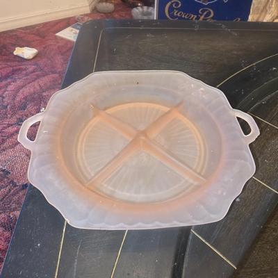 Pink glass dish