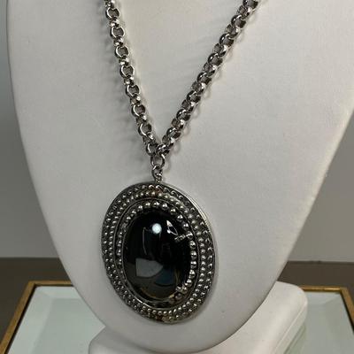 Whiting and Davis Hematite Pendant Necklace