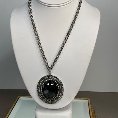 Whiting and Davis Hematite Pendant Necklace