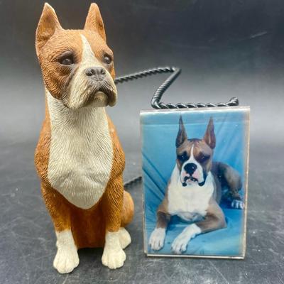 Boxer Dog Sandicast Figurine and Refrigerator Magnet Photo