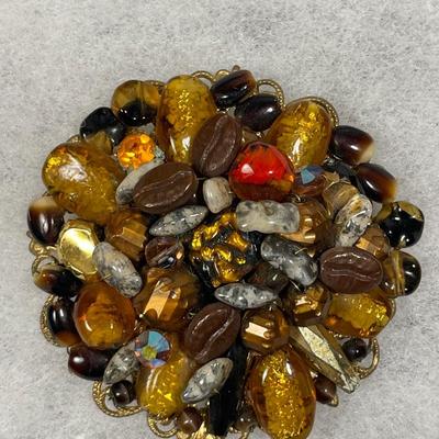 Unusual art and foil glass beaded pin