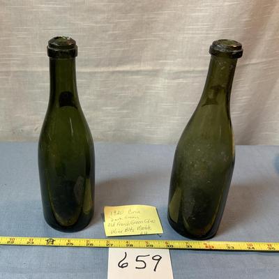 Antique Push-Up Base Hand Blown Wine Bottles