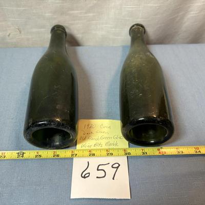 Antique Push-Up Base Hand Blown Wine Bottles