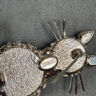 Signed Warner Cat Rhinestone pin