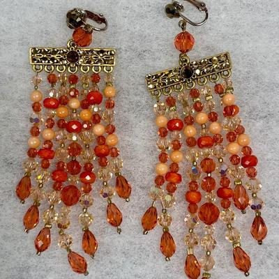 Long Austrian crystal beaded earrings