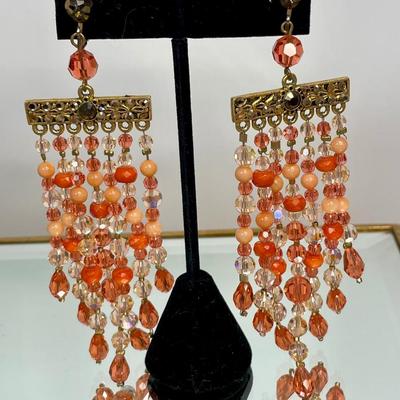 Long Austrian crystal beaded earrings