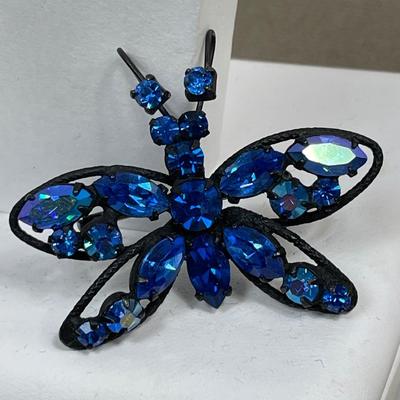 Signed Regency blue butterfly pin