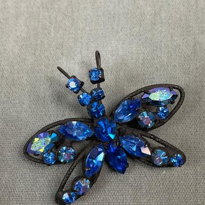Signed Regency blue butterfly pin