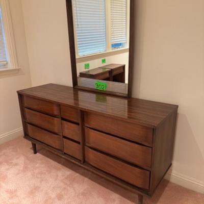 Mid-century 9 drawer dresser with mirror