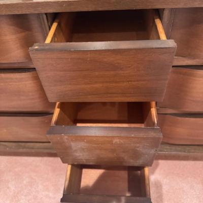 Mid-century 9 drawer dresser with mirror
