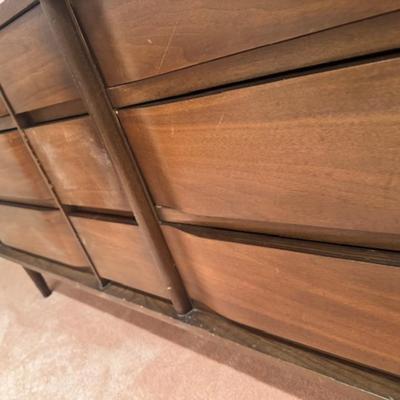 Mid-century 9 drawer dresser with mirror