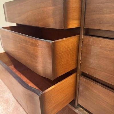 Mid-century 9 drawer dresser with mirror