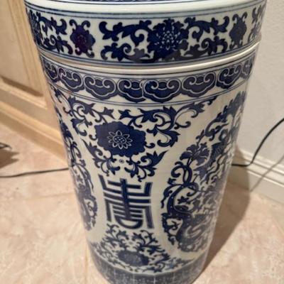 Blue and White Covered Vase
