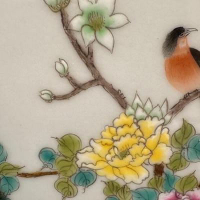 4 Similar Hand Painted Framed Tiles