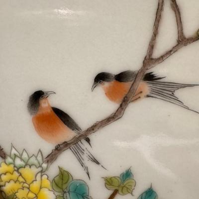 4 Similar Hand Painted Framed Tiles