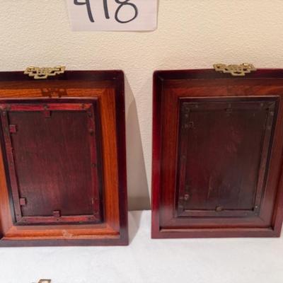 4 Similar Hand Painted Framed Tiles
