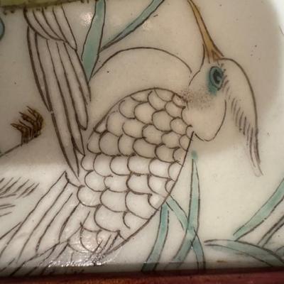 4 Similar Hand Painted Framed Tiles