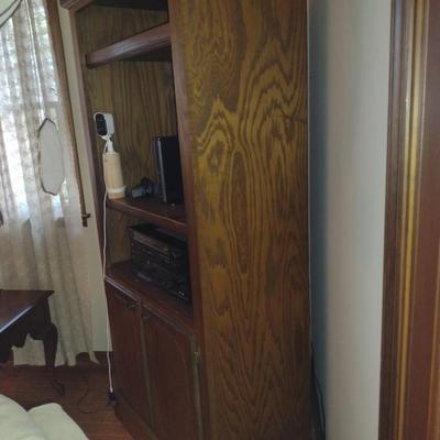 Wooden Book/Storage Case with Adjustable Shelves- Approx 34" x 18" x 73 1/2" Tall (No Contents)