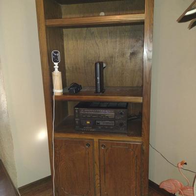 Wooden Book/Storage Case with Adjustable Shelves- Approx 34" x 18" x 73 1/2" Tall (No Contents)