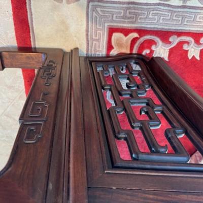 Carved Wood Couch with Removeable Cushion