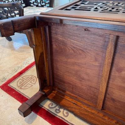 Carved Wood Couch with Removeable Cushion