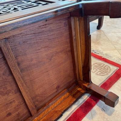 Carved Wood Couch with Removeable Cushion