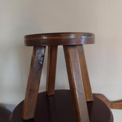 Wooden Foot Stool/Short Seat- Approx 10" in Diameter, 11 1/2" Tall