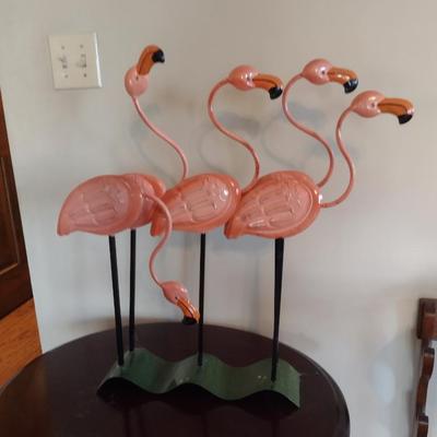 Metal Flamingo Family Patio/Lawn Decor