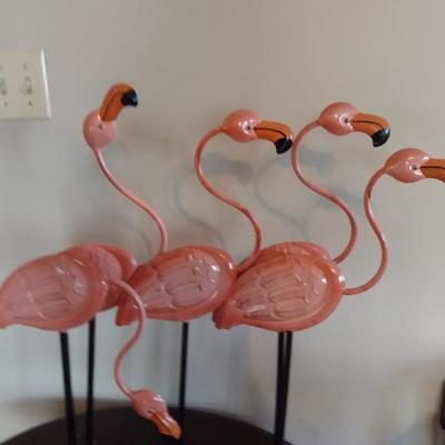 Metal Flamingo Family Patio/Lawn Decor