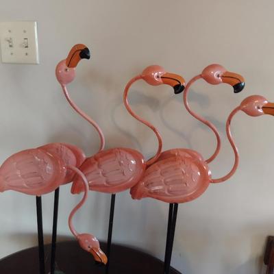 Metal Flamingo Family Patio/Lawn Decor