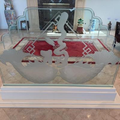 Glass Divider with Etched Fish