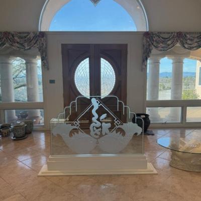 Glass Divider with Etched Fish