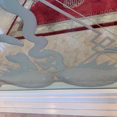 Glass Divider with Etched Fish