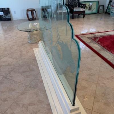 Glass Divider with Etched Fish
