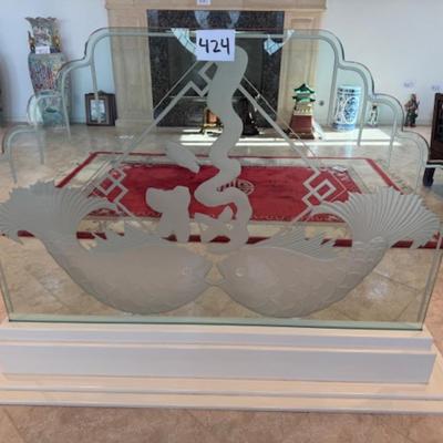 Glass Divider with Etched Fish