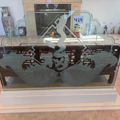 Glass Divider with Etched Fish