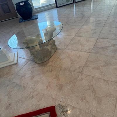 Dolphin Base with Glass Top Table