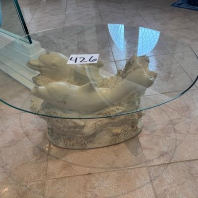 Dolphin Base with Glass Top Table