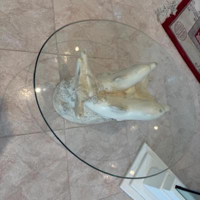 Dolphin Base with Glass Top Table