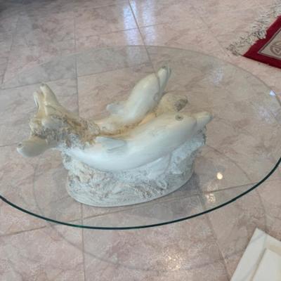 Dolphin Base with Glass Top Table