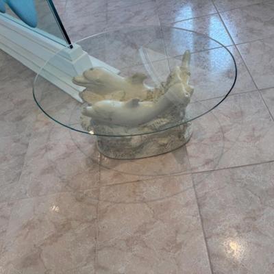 Dolphin Base with Glass Top Table