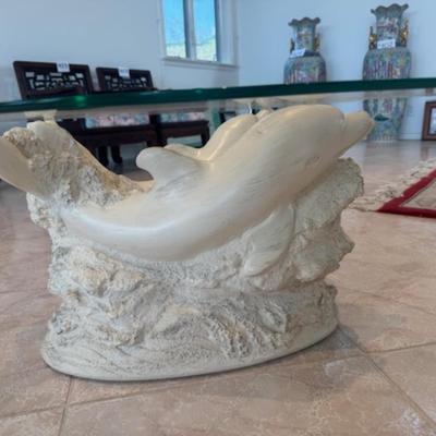 Dolphin Base with Glass Top Table