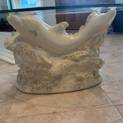 Dolphin Base with Glass Top Table