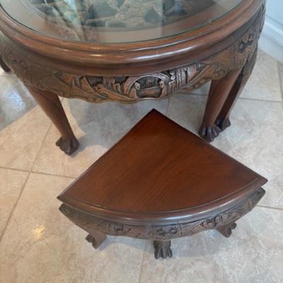 Carved Wooden Table with 4 Chairs