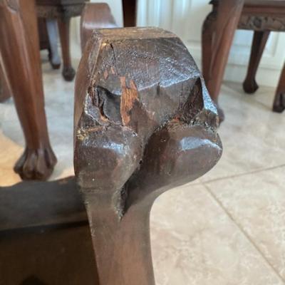 Carved Wooden Table with 4 Chairs